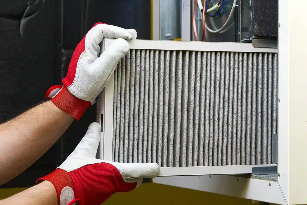 Technician Checking Filter