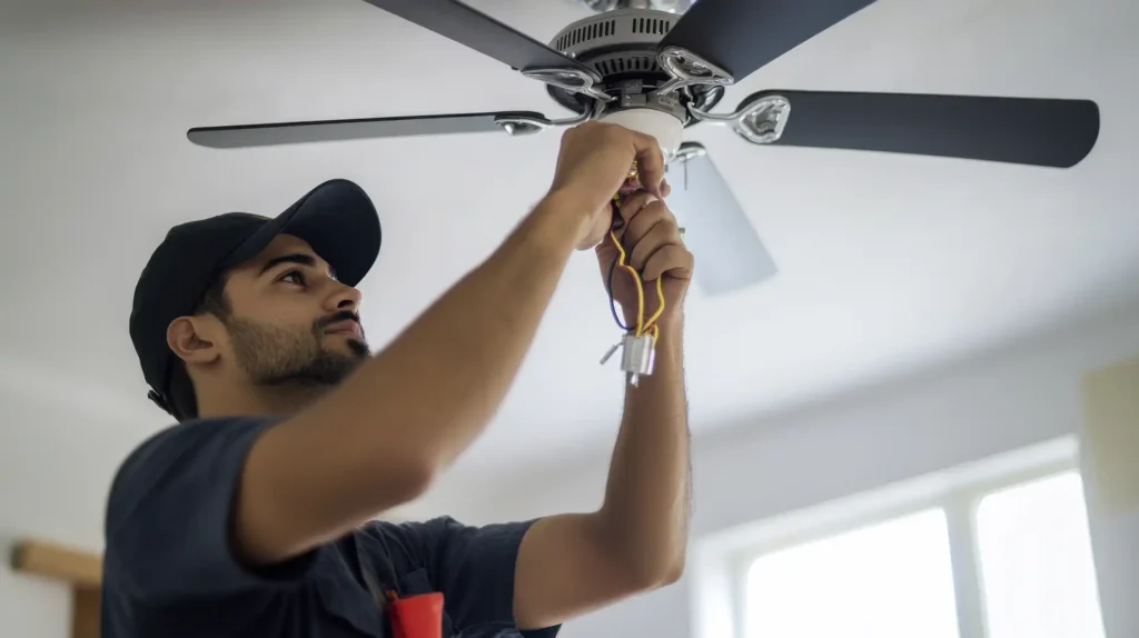 Ceiling Fan Light Repair in Progress