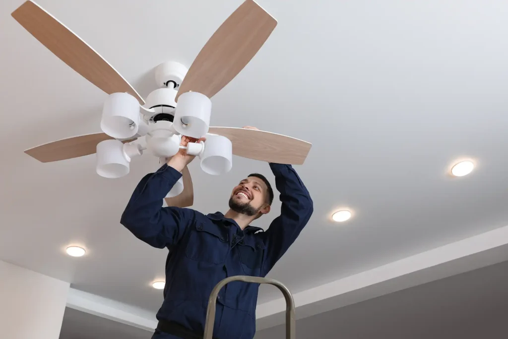 Ceiling Fan Installation in Progress