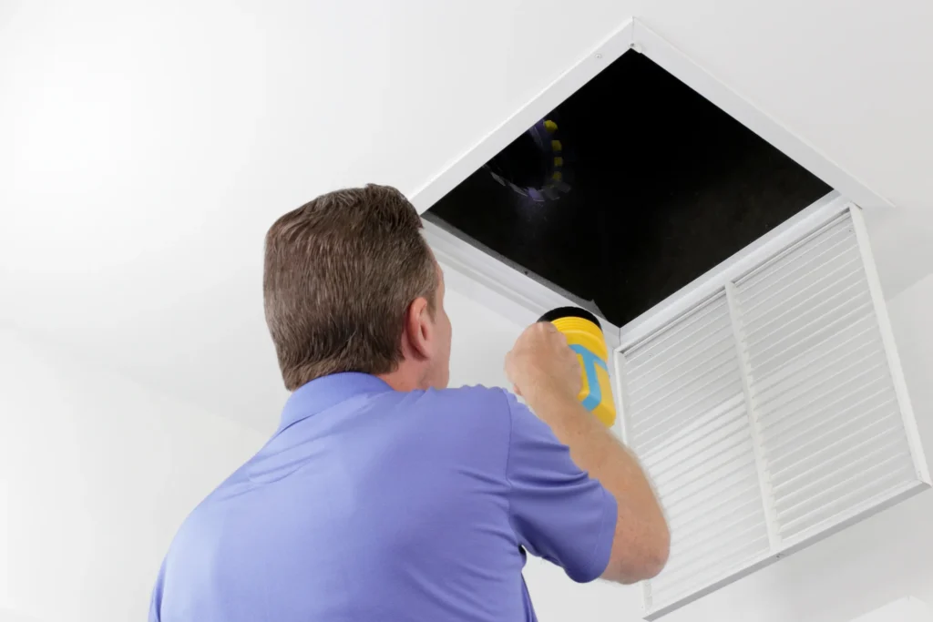 duct cleaning and inspection in progress