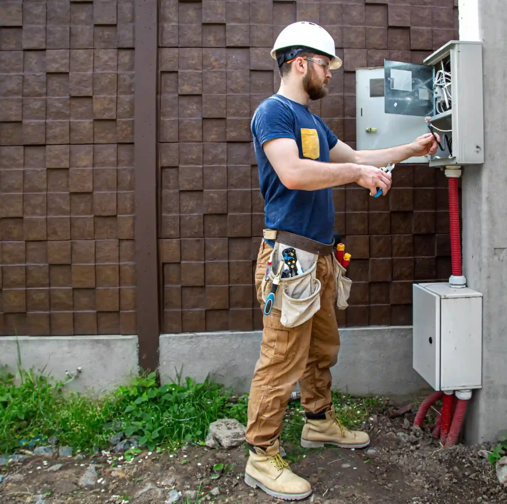 electrical inspection in progress outside home