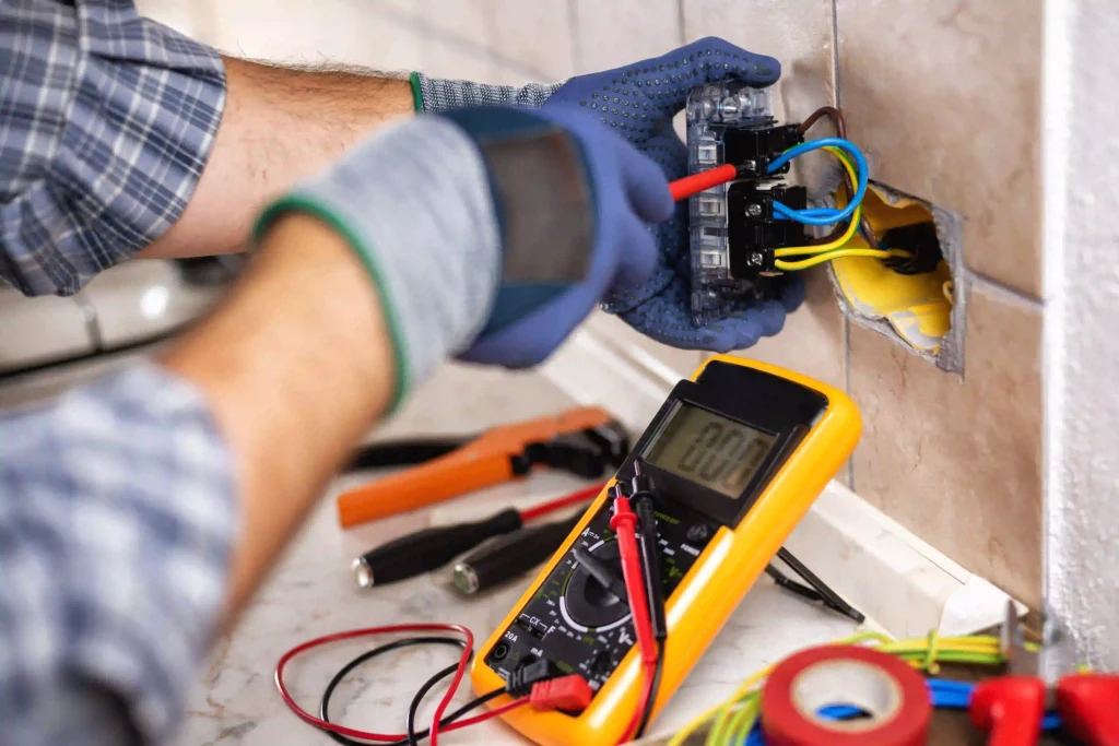 electrical repair by electrician in progress