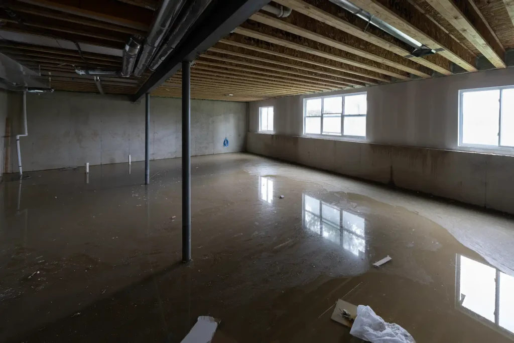 slab leak in basement flooding