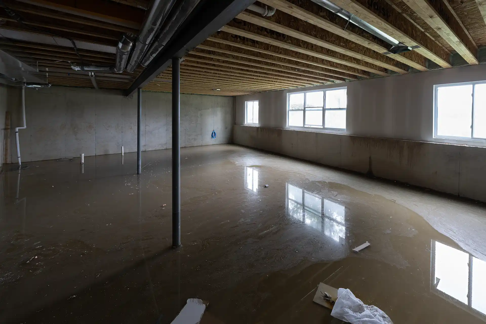 slab leak in basement flooding