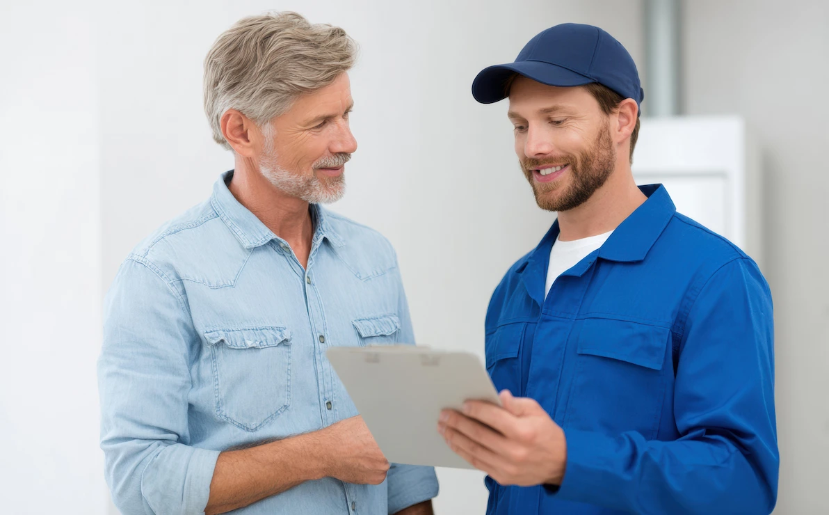 Technician Speaking with Homeowner About Membership Maintenance Plans